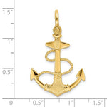 画像をギャラリービューアに読み込む, 14k Yellow Gold Anchor Rope Shackle Textured 3D Pendant Charm