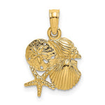 Lade das Bild in den Galerie-Viewer, 14k Yellow Gold Shell Seashell Starfish Sand Dollar Cluster Pendant Charm