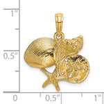 Load image into Gallery viewer, 14k Yellow Gold Shell Seashell Starfish Sand Dollar Cluster Pendant Charm