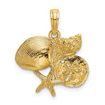 Load image into Gallery viewer, 14k Yellow Gold Shell Seashell Starfish Sand Dollar Cluster Pendant Charm