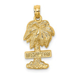 画像をギャラリービューアに読み込む, 14k Yellow Gold Turks Caicos Palm Tree Island Travel Pendant Charm