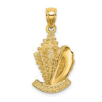 画像をギャラリービューアに読み込む, 14k Yellow Gold Turks Caicos Conch Shell Seashell Travel Pendant Charm