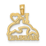 Lade das Bild in den Galerie-Viewer, 14k Yellow Gold I Love Nassau Bahamas Dolphin Travel Pendant Charm