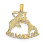 Lade das Bild in den Galerie-Viewer, 14k Yellow Gold I Love Bahamas Dolphin Travel Pendant Charm