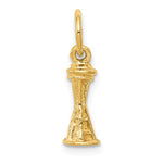 Load image into Gallery viewer, 14k Yellow Gold Seattle Washington Space Needle 3D Small Pendant Charm