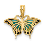 Ladda upp bild till gallerivisning, 14k Yellow Gold with Enamel Blue Butterfly Small Pendant Charm