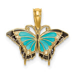 Ladda upp bild till gallerivisning, 14k Yellow Gold with Enamel Blue Butterfly Small Pendant Charm