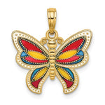 Kép betöltése a galériamegjelenítőbe: 14k Yellow Gold with Enamel Butterfly Pendant Charm