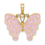 Carica l'immagine nel visualizzatore di Gallery, 14k Yellow Gold with Enamel Butterfly Pendant Charm