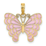 Carica l'immagine nel visualizzatore di Gallery, 14k Yellow Gold with Enamel Butterfly Pendant Charm
