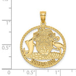 Afbeelding in Gallery-weergave laden, 14k Yellow Gold Bahamas Crest Coat of Arms Circle Pendant Charm