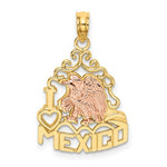 Ladda upp bild till gallerivisning, 14k Yellow Rose Gold Two Tone I Love Mexico Eagle Travel Vacation Pendant Charm