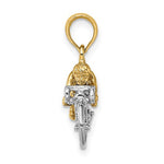 Afbeelding in Gallery-weergave laden, 14k Yellow Gold with Rhodium Bicycle with Rider Cyclist 3D Pendant Charm