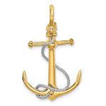 Ladda upp bild till gallerivisning, 14k Yellow 14k White Gold Anchor Rope T Bar Shackle Bail 3D Pendant Charm
