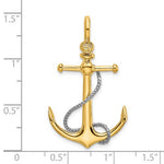 Ladda upp bild till gallerivisning, 14k Yellow 14k White Gold Anchor Rope T Bar Shackle Bail 3D Pendant Charm