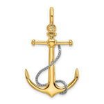 Ladda upp bild till gallerivisning, 14k Yellow 14k White Gold Anchor Rope T Bar Shackle Bail 3D Pendant Charm