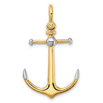 画像をギャラリービューアに読み込む, 14k Yellow Gold Anchor Long T Bar Shackle Bail 3D Pendant Charm