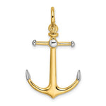 画像をギャラリービューアに読み込む, 14k Yellow Gold Anchor Long T Bar Shackle Bail 3D Pendant Charm