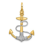 Ladda upp bild till gallerivisning, 14k Yellow 14k White Gold Two Tone Anchor Rope 3D Textured Pendant Charm