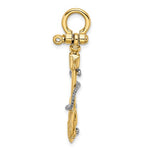 Ladda upp bild till gallerivisning, 14k Yellow 14k White Gold Two Tone Anchor Shackle Rope 3D Pendant Charm