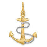 Ladda upp bild till gallerivisning, 14k Yellow 14k White Gold Two Tone Anchor Shackle Rope 3D Pendant Charm
