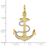Ladda upp bild till gallerivisning, 14k Yellow 14k White Gold Two Tone Anchor Shackle Rope 3D Pendant Charm