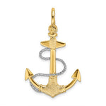 Ladda upp bild till gallerivisning, 14k Yellow 14k White Gold Two Tone Anchor Shackle Rope 3D Pendant Charm