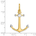 画像をギャラリービューアに読み込む, 14k Yellow Gold Anchor Shackle Bail 3D Nautical Pendant Charm