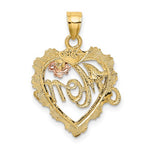 이미지를 갤러리 뷰어에 로드 , 14k Yellow Rose Gold Rhodium Mom Heart Flower Pendant Charm