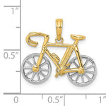 Ladda upp bild till gallerivisning, 14k Yellow White Gold Two Tone Ten Speed Bicycle 3D Moveable Pendant Charm