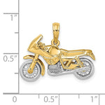Load image into Gallery viewer, 14k Yellow White Gold Two Tone Motorcycle 3D Moveable Pendant Charm