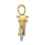 Load image into Gallery viewer, 14k Yellow White Gold Two Tone Dirt Bike Motorcycle 3D Moveable Pendant Charm