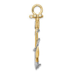 Lataa kuva Galleria-katseluun, 14k Yellow 14k White Gold Two Tone Anchor Rope 3D Textured Pendant Charm