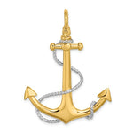 Afbeelding in Gallery-weergave laden, 14k Yellow 14k White Gold Two Tone Anchor Rope 3D Large Pendant Charm