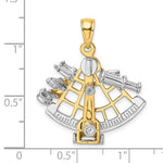 Ladda upp bild till gallerivisning, 14k Gold Two Tone Sextant Nautical Compass Moveable 3D Pendant Charm