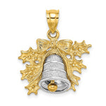 Afbeelding in Gallery-weergave laden, 14k Yellow White Gold Christmas Bell Holiday Pendant Charm