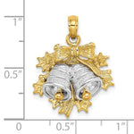 Indlæs billede til gallerivisning 14k Yellow White Gold Christmas Bells Holiday Pendant Charm