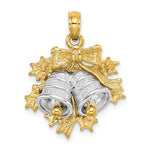 Indlæs billede til gallerivisning 14k Yellow White Gold Christmas Bells Holiday Pendant Charm
