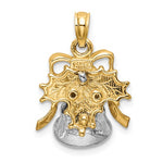 Charger l'image dans la galerie, 14k Yellow White Gold Christmas Bell Holiday Pendant Charm