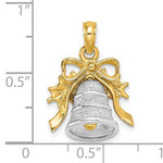 Charger l'image dans la galerie, 14k Yellow White Gold Christmas Bell Holiday Pendant Charm