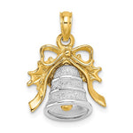 Charger l'image dans la galerie, 14k Yellow White Gold Christmas Bell Holiday Pendant Charm