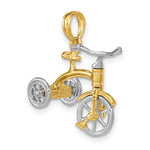 Carica l'immagine nel visualizzatore di Gallery, 14k Yellow White Gold Two Tone Tricycle 3D Moveable Pendant Charm