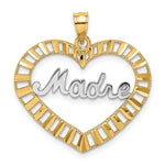Lataa kuva Galleria-katseluun, 14K Yellow Gold Rhodium Madre Heart Pendant Charm