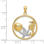 Carica l'immagine nel visualizzatore di Gallery, 14k Yellow Gold Rhodium Seahorse Starfish Clam Scallop Shell Beach Ocean Sea Pendant Charm