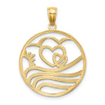 Lade das Bild in den Galerie-Viewer, 14k Yellow Gold Rhodium Hearts Sun Water Beach Ocean Sea Pendant Charm