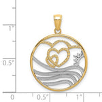 Lade das Bild in den Galerie-Viewer, 14k Yellow Gold Rhodium Hearts Sun Water Beach Ocean Sea Pendant Charm