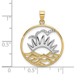 Load image into Gallery viewer, 14k Yellow Gold Rhodium Sunset Water Seagulls Beach Ocean Sea Pendant Charm