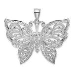 Load image into Gallery viewer, 14k White Gold Butterfly Diamond Cut Large Pendant Charm