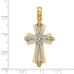 Kép betöltése a galériamegjelenítőbe: 14k Gold Yellow Gold and Rhodium Two Tone Cross Rope Pendant Charm