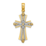 Kép betöltése a galériamegjelenítőbe: 14k Gold Yellow Gold and Rhodium Two Tone Cross Rope Pendant Charm